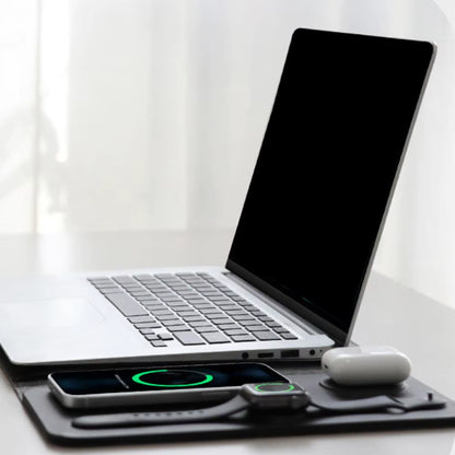 5-in-1 Wireless Charging Laptop Sleeve with Protective Case and Integrated Mouse Pad for 12/13/14-inch iPads and Laptops - Stylish and Convenient Design